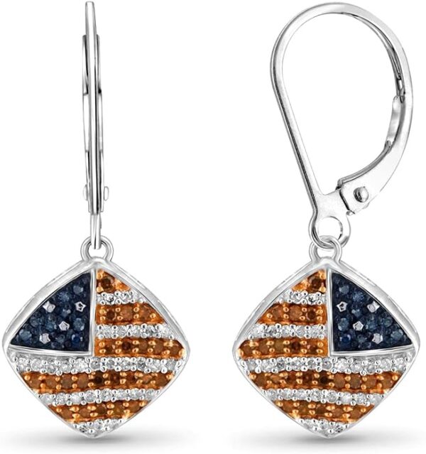 .925 Sterling Silver American Flag Earrings