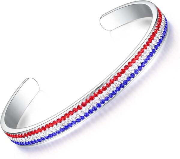 Silver Plated Red White and Blue Bracelet 3 pack